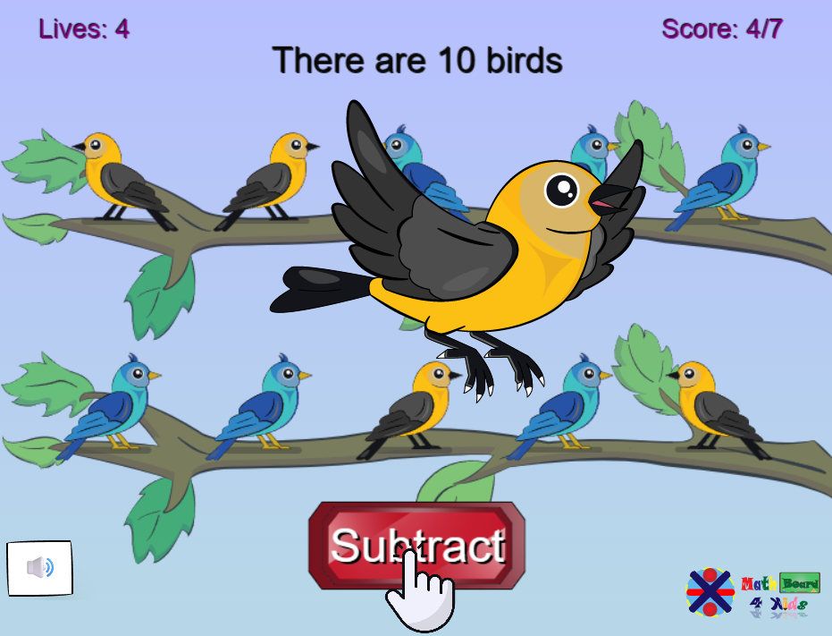 Flying Birds- Subtraction Game