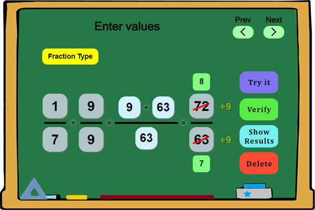Adding Unlike Fractions Board - Online Practice Tool