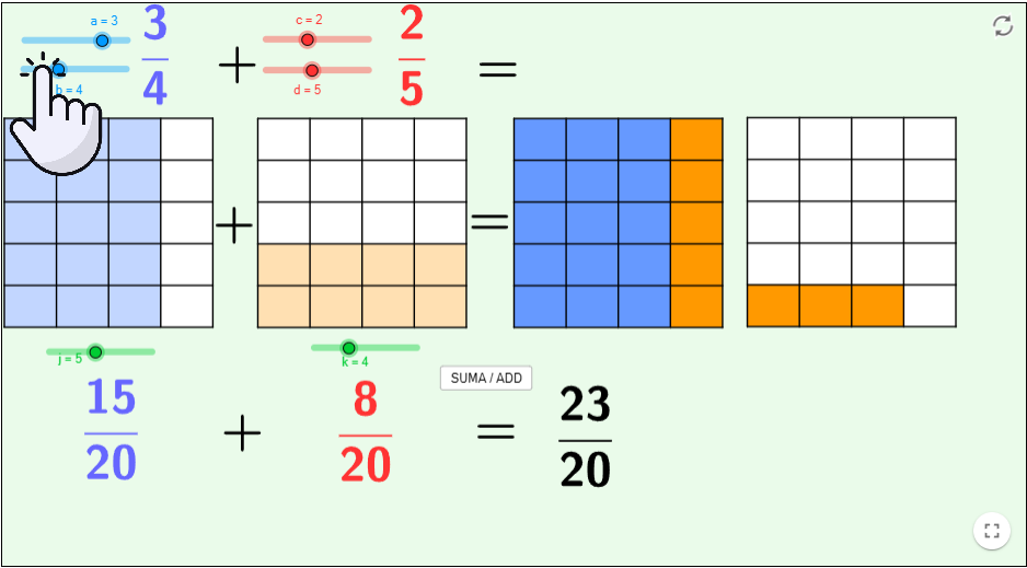 Adding Fractions Manipulative Tool