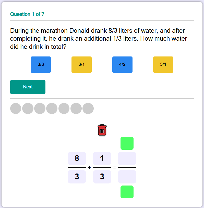 Adding Like Fractions Quiz