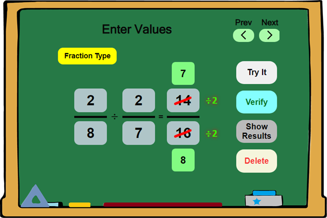 Dividing Fractions Board - Online Practice Tool