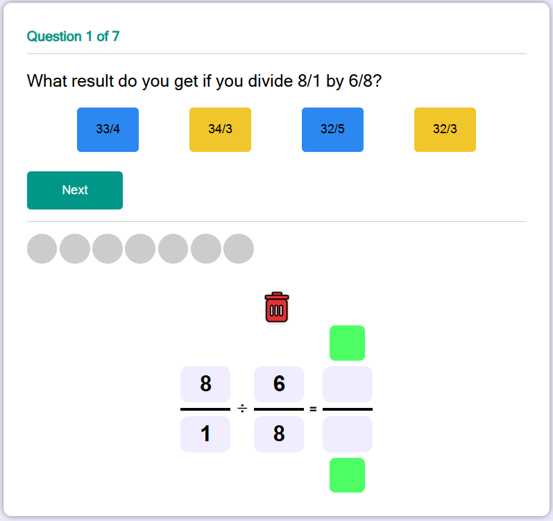 Dividing Fractions Online Quiz