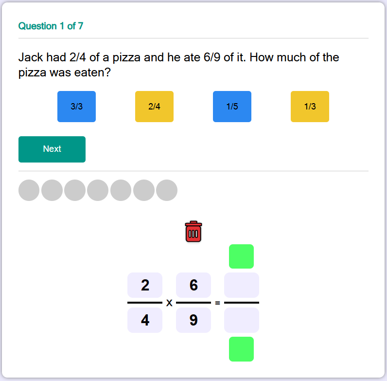 Multiplying Fractions Online Quiz