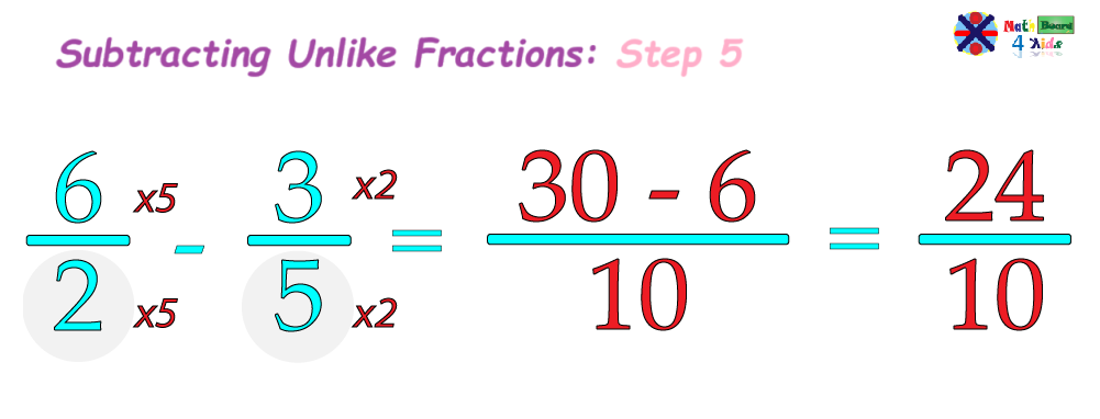 Converting both fractions so that they have the same denominator step 2