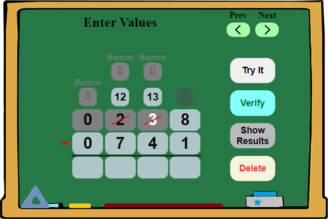 Long Subtraction - Practice Tool (hard)