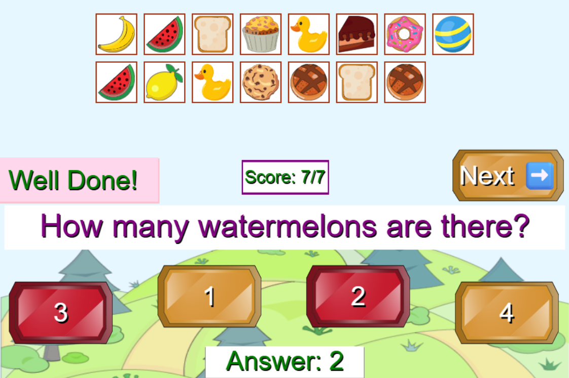 Learn to count math game