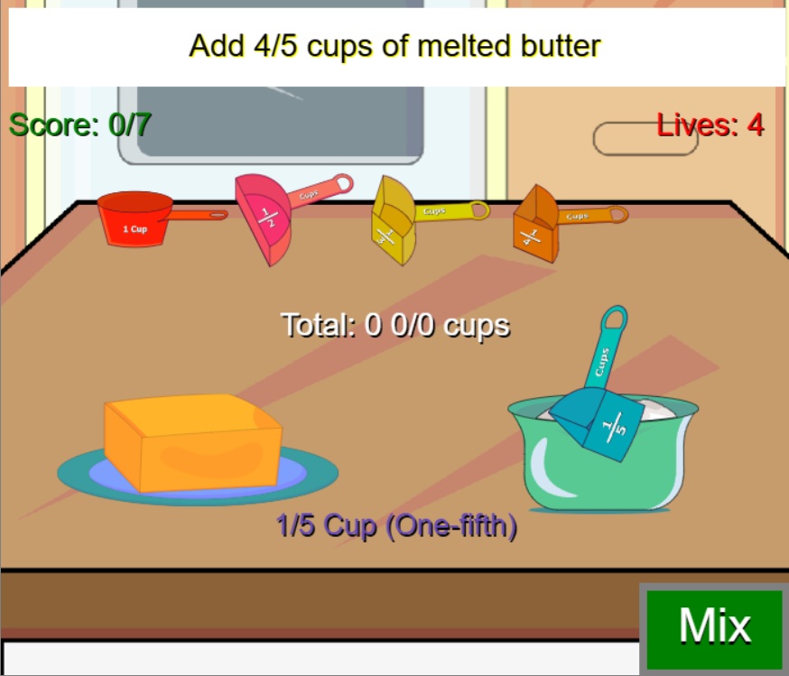 fraction game my little kitchen cup dropping content
