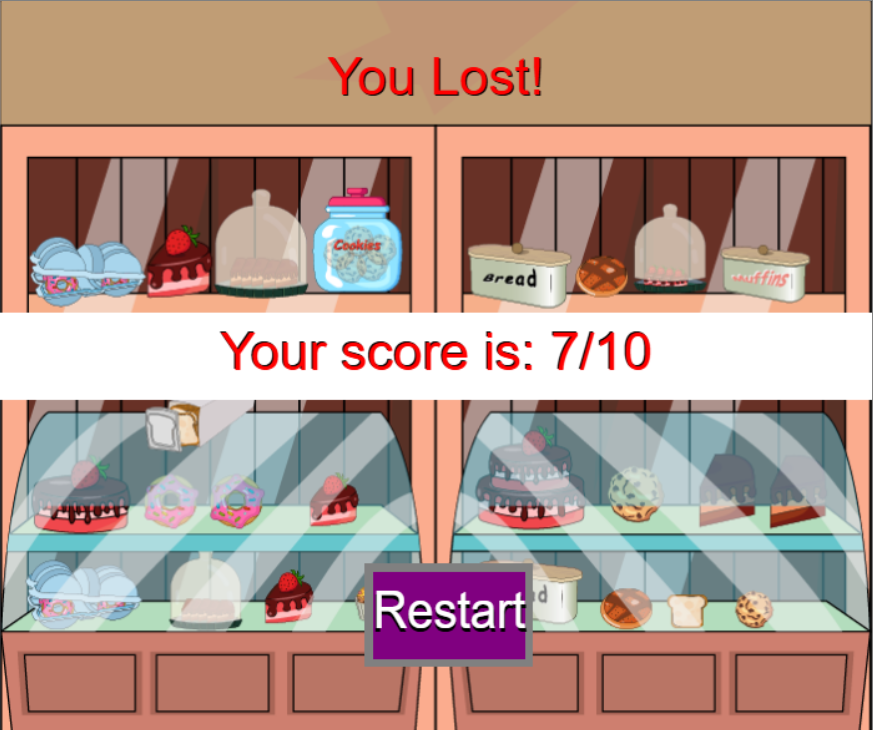 my bakery fraction game over