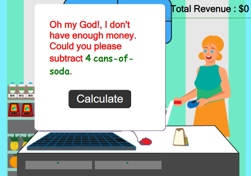 My Little Store Math Game, internal structure of the game
