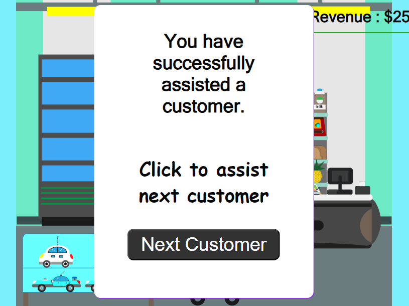 My Little Store Math Game, internal structure of the game