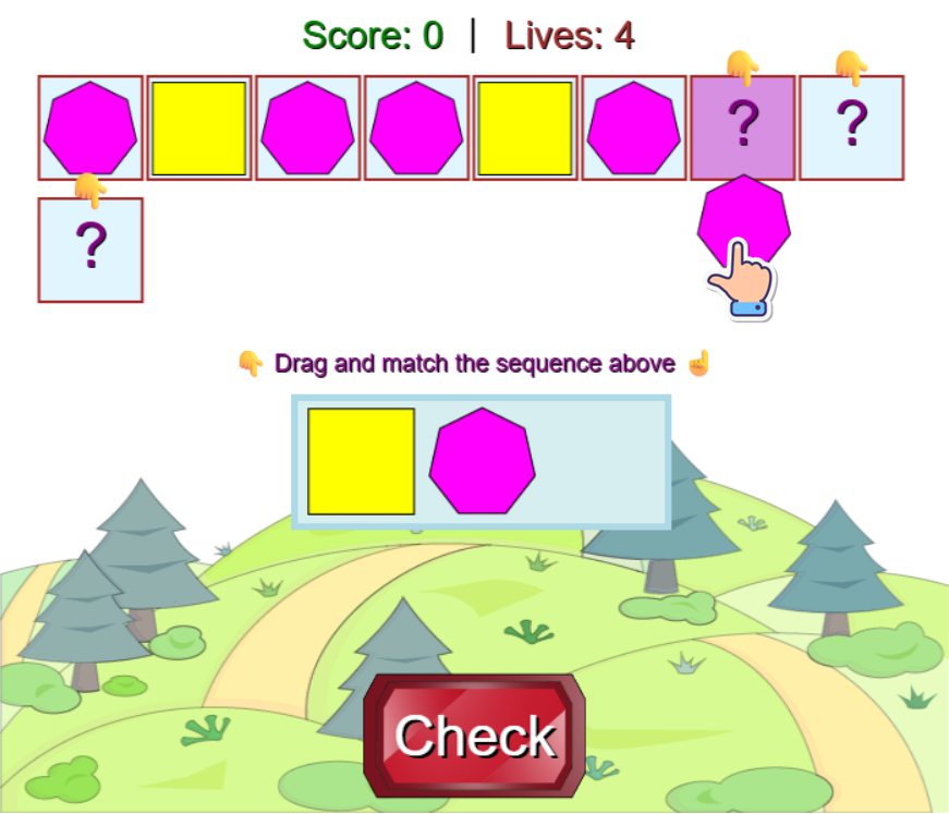 Arranging shapes math game