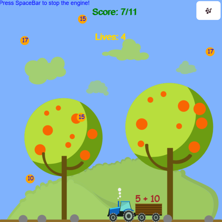 Tractor Addition: Math Game